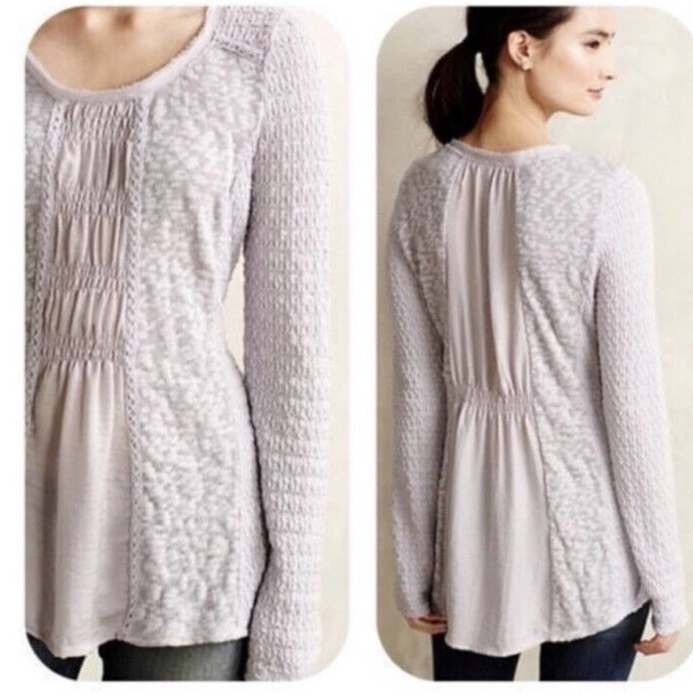 ANTHRO MEADOW RUE S boho flowy long sleeve blouse in soft lavender